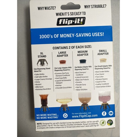 ❌SOLD‼️❌ Flip-It! Reusable Bottle Emptying Kit Cap w/2 Caps, Stands,Adapters - Picture 7 of 9